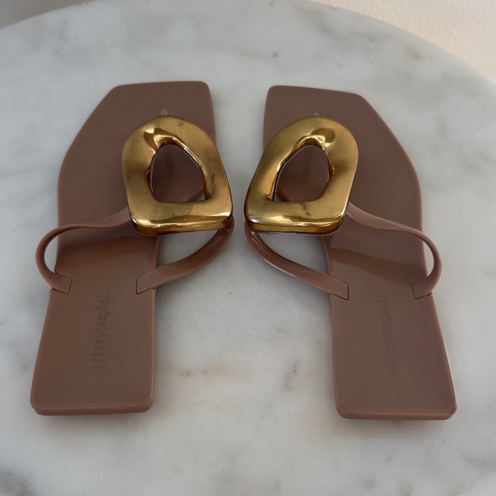 Elegant Gold and Tan Women's Sandals - Picture 2 of 4